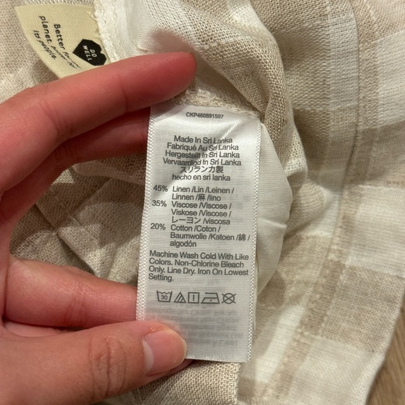 Madewell linen-blend pleated cuff shorts: undyed plaid in size 4 - Picture 7 of 8